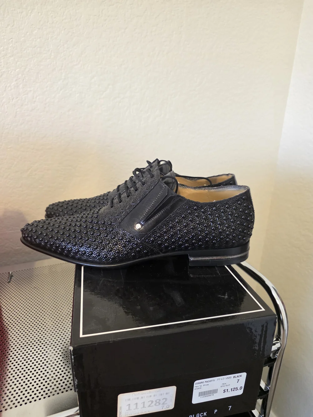 Men's Cesare Paciotti Black Embellished Lace-Up Dress Shoes